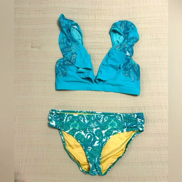 Cabana Life Ruffled Bikini Sz L - Picture 3 of 5